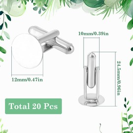 SUNNYCLUE 20Pcs Silver Cufflink Blanks Flat Round Cufflinks Brass Platinum Shirt Round Buttons Cufflink Settings for Men's Cuff Links Business Wedding Banquet Ceremony Husband Groom Crafting DIY