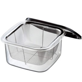 Nagao Tsubamesanjo High Heat Resistant Storage Container, 5.9 inches (15 cm), Colander with Lid, TPX Resin, Made in Japan