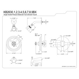 Kingston Brass KB2638BX Metropolitan Tub and Shower Faucet, Brushed Nickel