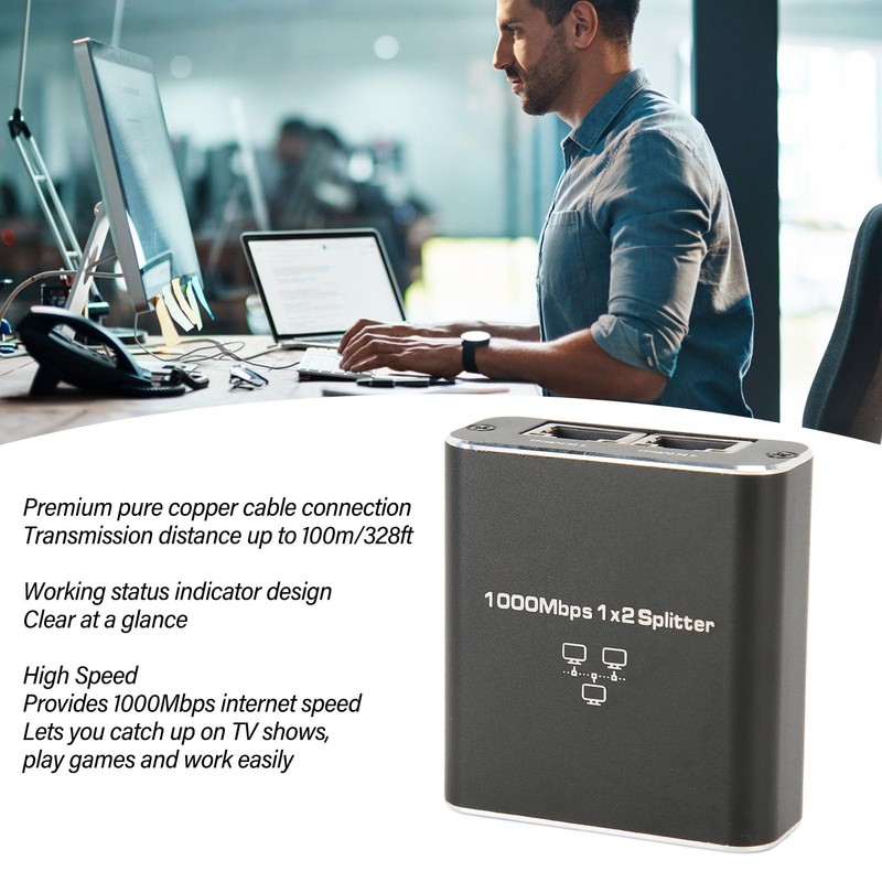 2 Port Gigabit Unmanaged Ethernet Switch, 1000Mbps 1 in 2