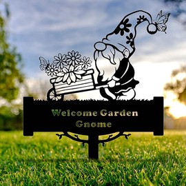 RemeeHi Fairy Welcome Ground Stabbing Garden Object Garden Goods Plate Iron Plate Interior Garden Decoration Gardening Interior Scandinavian (welcome)