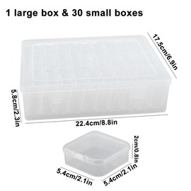 wocpvm 31 PCS Bead Organiser Storage Box Mini Clear Bead Storage Containers with Hinged Lid Mini Storage Boxes for DIY Art Craft Accessory, Jewelry, Hardware (White)