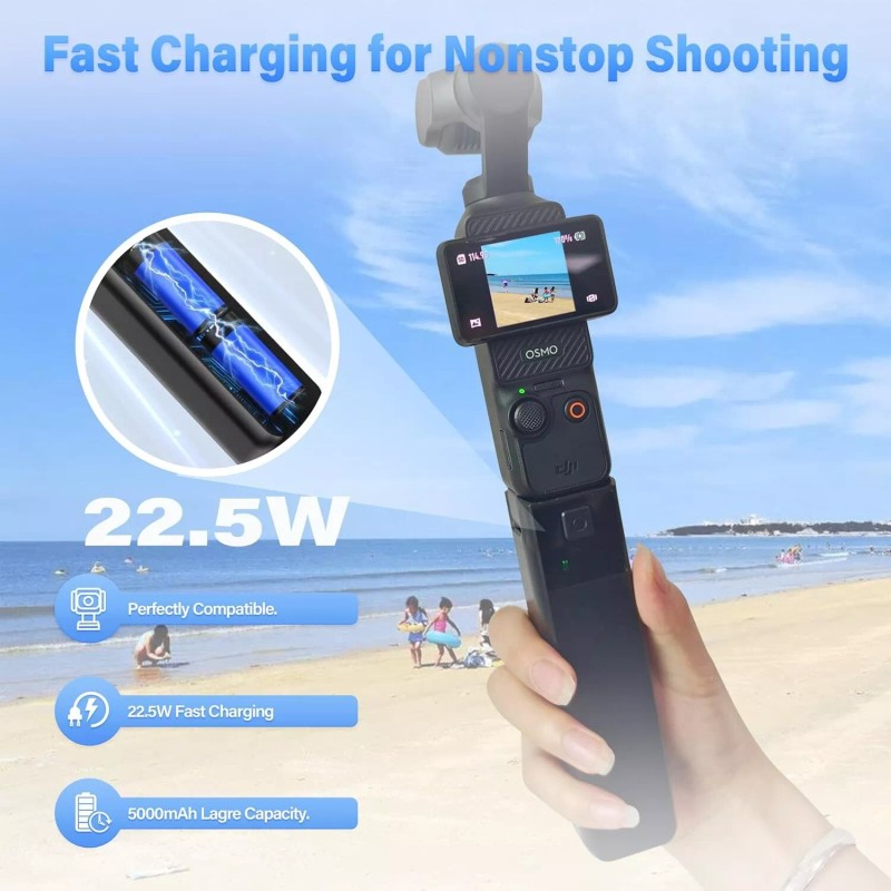 FOR DJI Osmo Pocket 3 Battery Handle: 5000mAh, 22.5W Fast