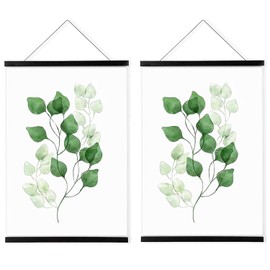 WITCOLOR 2 Pack Magnetic Poster Hanger Frame, 14 Inch Wide Black Wood Magnet Poster Frame for Posters, Prints, Photos, Pictures, Maps, Scrolls, and Canvas Artwork