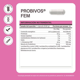 YOU MATTER SMART NUTRIENTS - Probivos Fem, Probióticos y Prebióticos para Mujer con Glutamina, 50 Billones UFC, Cápsulas Veganas - 30 Cápsulas