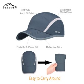 ELLEWIN 2 Pack Unisex Baseball Cap Foldable Sports Hat with UPF 50+ Runing Hat for Men and Women White/Dark Gray