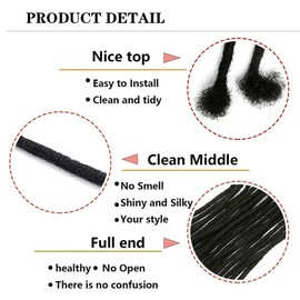 Loc Extension Human Hair 8 inch 0.2cm Width Permanent huamn hair Dreadlocks Extension Can Be Dyed Bleached Curled 100% Handmade loc Extension for Men Women (40 Strands Natual Black)