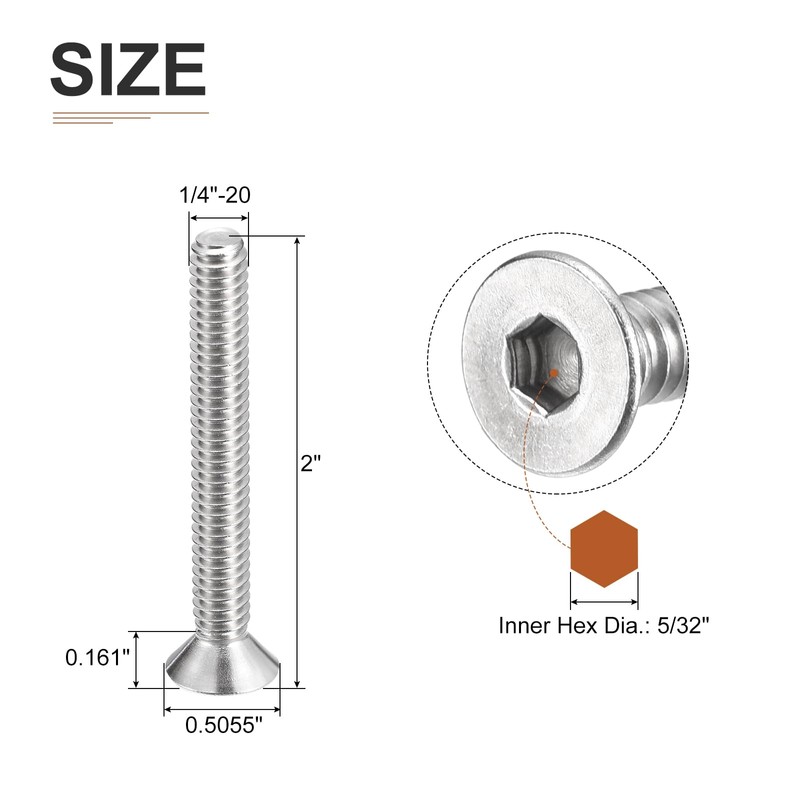 DTGN 1/4-20 x 2 Flat Head Socket Cap Screws, 25