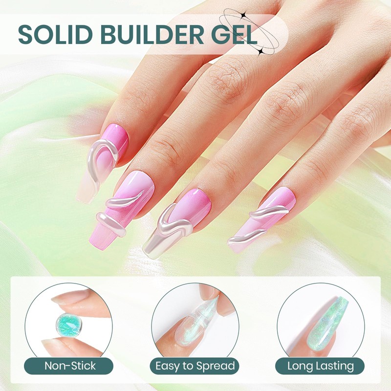 SUPWEE Solid Builder Gel for Nails - Aurora Green 3D