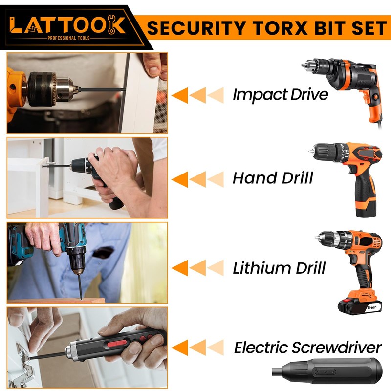 Torx Bit Set, LATTOOK 13-Piece Security Tamper Proof Torx Star