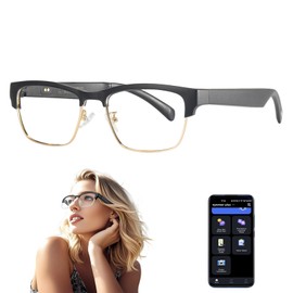 Meagtlva AI Smart Glasses with Real-Time Translation for 164 Languages,Bluetooth 5.4 Translate Glasses for Men Women,Blue Light Blocking,Hand-Free Glasses for Travel & Business (AI Translate-Gold)