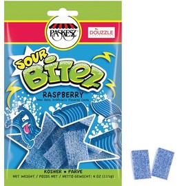 DOUzzle Easter Sweet Treats, Sour Bitez Chewy Candy Strips Blue Raspberry (4 OZ - 1 Pack) Goodie Bag Stuffer, Pinata Filler - Kosher Parve