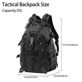 Long Keeper 35L Tactical Backpack - Military Army Backpack Water Resistant, Hiking Camping Cycling Travel Backpack Outdoor Molle Rucksack for Men Women