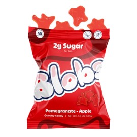 Blobs Gummy Candy Low Sugar & Low Calorie Healthy Snack for Kids & Adults - No Sugar Alcohols, Vegan, Clean Ingredients - 1.8 oz per bag (Pack of 6) - Pomegranate Apple