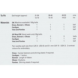 Peter Gregory Knitting Pattern 7208 Dolls Clothes