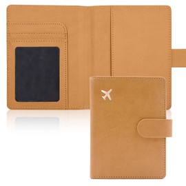 Deziliao Passport and Vaccine Card Holder Combo, PU Leather Passport Holder with Vaccine Card Slot, Passport Wallet for Men and Women, Brown, Classic