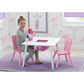 Delta Children Kids Table and Chair Set with Storage Basket – Toddler Activity Desk for Arts, Crafts & Play, Snacks & Learning – 2 Chairs Included, Sturdy Wood, GREENGUARD Gold Certified, Ages 3–6
