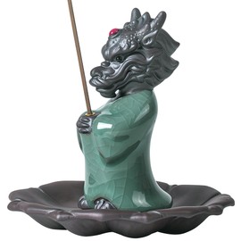 LamChyar Dragon Incense Holder, Ceramic Incense Holder for Sticks, Ceramic Incense Burner with Tray for Incense Ash, Home Décor, Best for Meditation, Yoga, Home, Office