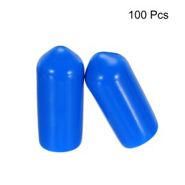 uxcell 100pcs Rubber End Caps 6.5mm(1/4") ID Vinyl PVC Round Tube Bolt Cap Cover Screw Thread Protectors Blue