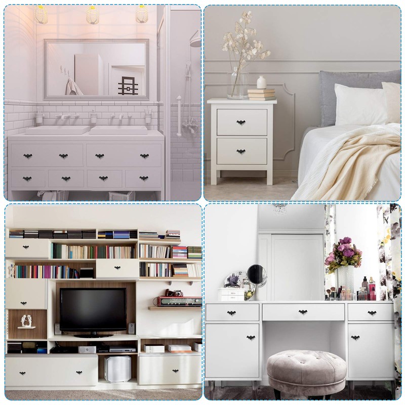 Gothvanity Gothic Bat Cabinet Knobs 8 Pack - Black Gothic