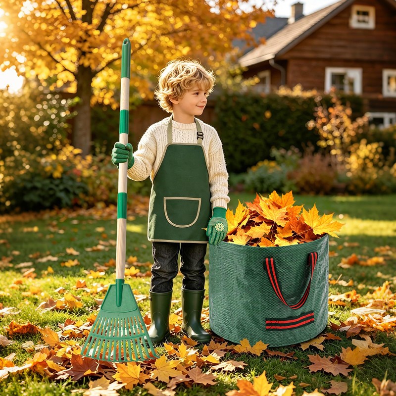 HLWDFLZ 7Pcs Kid Adjustable Garden Leaf Rake Set, with 13.2