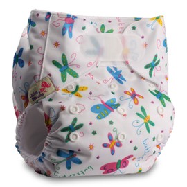 Littles & Bloomz, Reusable Pocket Cloth Nappy, Fastener: Hook-Loop, Set of 1, Pattern 4, with 2 Microfibre Inserts
