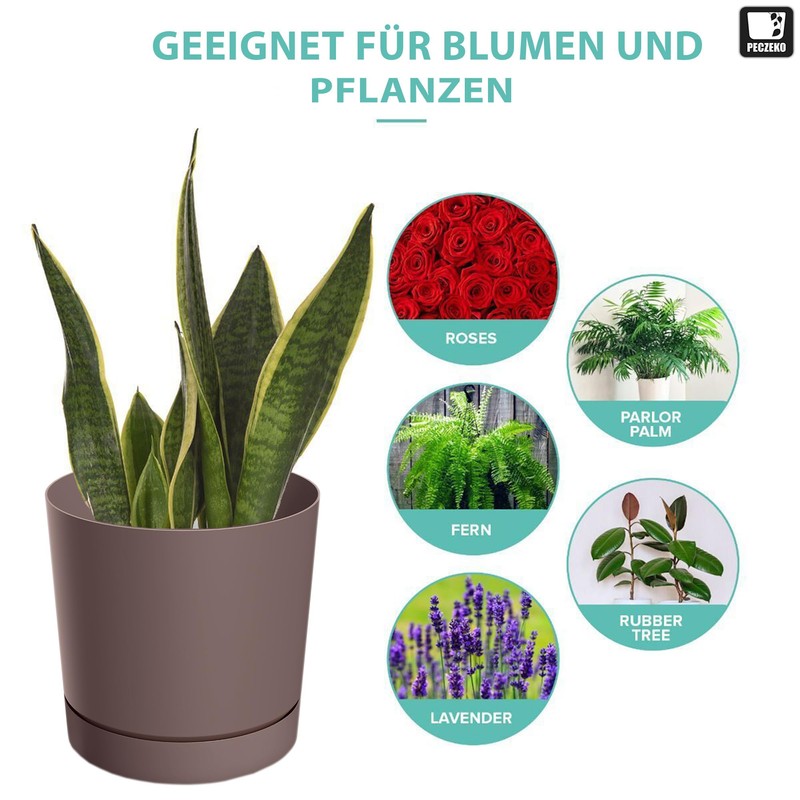 PECZEKO Matte Flower Pot, Plastic Planter, Decorative Pot for Large