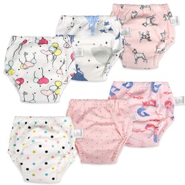 FLYISH DIRECT Potty Training Pants Toddler Training Pants Reusable Training Pants Toliet Training Pants for Girls 6 packs, 5 Years Pink