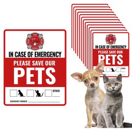 Femeng 12Pcs Pets Inside Fire Rescue Sticker - 12x10cm Emergency Pet Alert Safety Decal for Doors, Vinyl Adhesive Smoke Alarm Warning Sign for Firefighters (Rescue Retriever)