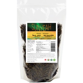SUNYEAH Canadian Wild Rice Organic - 2 LB, Grade A, Full Grain（10-15mm), Canadian North Saskatchewan Organic Ice Lake Harvest, Long Grain, NO-GMO, Gluten free, Vegan