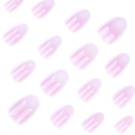 Pink Gradient Press on Nails Medium Oval Glue on Nails Mirror Acrylic False Nails for Women Girls