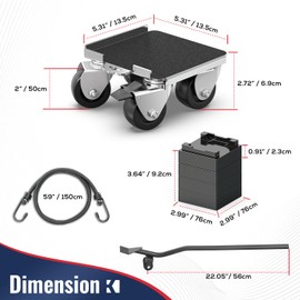 Furniture Moving Dolly with Reinforced Steel Panel Heavy Duty,360°Swivel & Top Brake Furniture Movers with Wheels,Furniture Lifter Set of 4 up to 1100 LBS for Appliances,Sofa,Fridge,Washing Machine