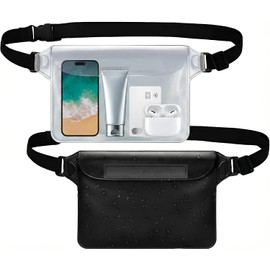 Hirola Set 2 Piezas Cangurera Impermeable para Playa y Deportes Acuáticos, Contra Agua con Triple Sello Hermético, Funda Sumergible para Celular y Cartera, Ideal para Snorkel, Kayak y Alberca