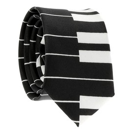 Music Tie for Men or Women - Original Tie with Fantasy Motif - Music Group Accessories Orchestra Choir, Black piano