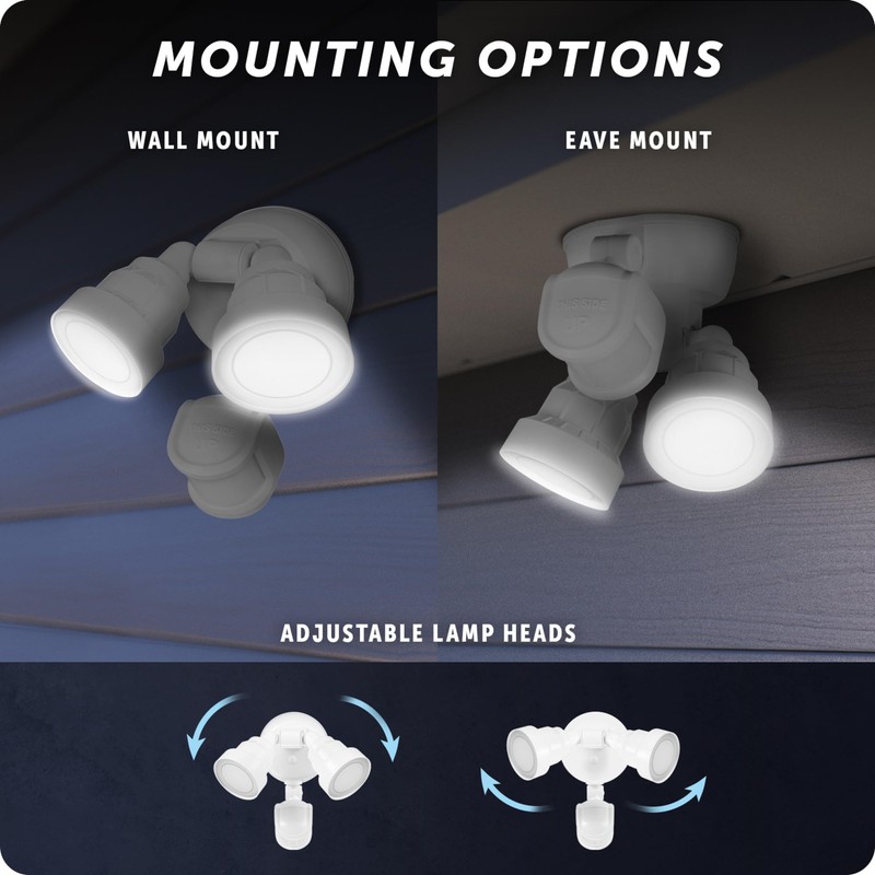 Globe Electric 180-Degree 15W Twin Head White 1400 Lumens Hardwired