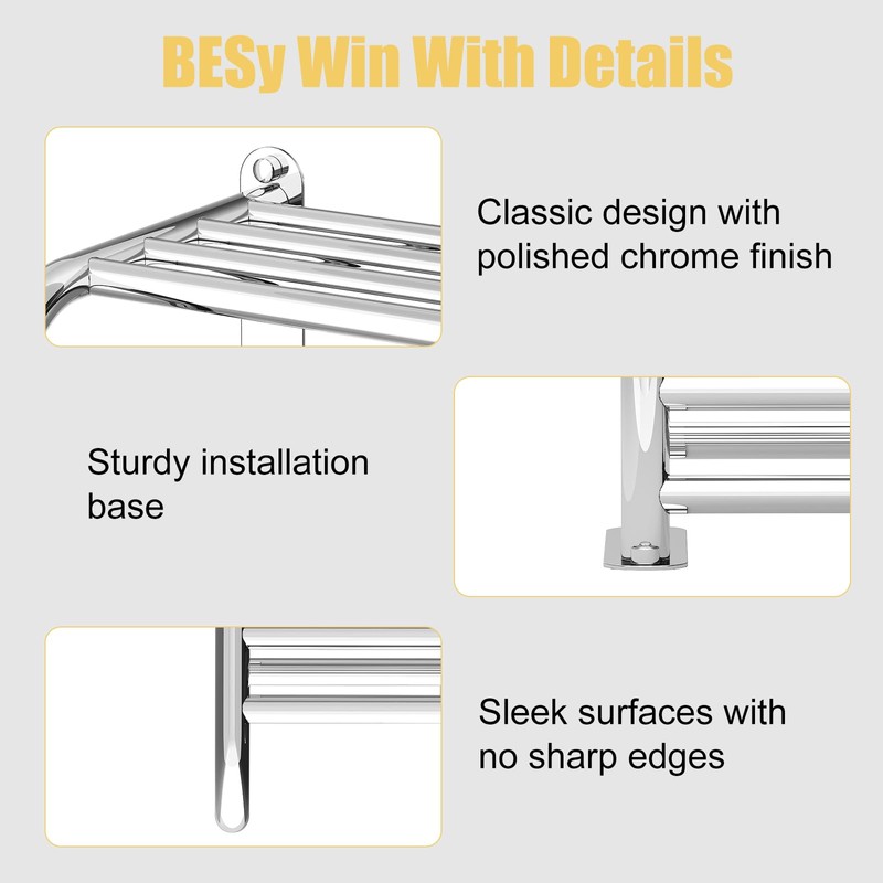 BESy Adjustable 15-25 Inch Towel Rack with Shelf for Bathroom