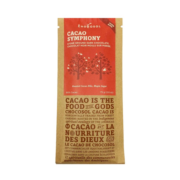 Chocosol Cacao Symphony 90% Dark Chocolate with Maple Sugar, 75 g