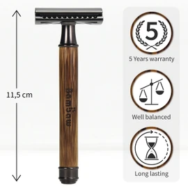Double Edge Safety Razor Black | Bamboo Handle| Safety Razor Eco-Friendly | Fits All DE Razor Blades | Eco-Friendly and Reusable | Classic Safety Razor Metal | Bambaw