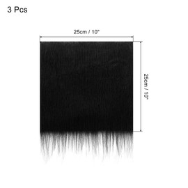 MECCANIXITY Faux Fur Fabric Square, 10x10 Inches Furry Fur Cuts Patches Plush Rug Chair Cover Seat Cushion Pad Black for Crafts Christmas Decoration Pack of 3