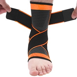 YINGDIHUT 1 Par Ajustable Tobillera para Esguince Ortopédica, Tobilleras Deportivas de Compresión, Esguinces Antideslizante Soporte de Tobillo Súper Elástico Transpirable，para Fitness、Tensión en el Tobillo (Naranja-M)