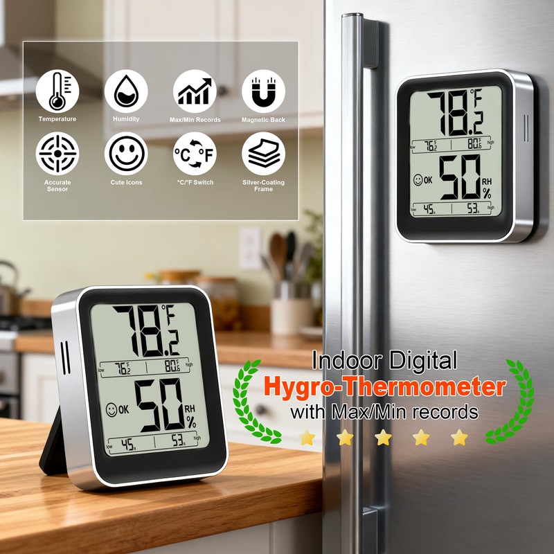 Antonki Room Thermometer Indoor Hygrometer Digital Temperature and Humidity Sensor
