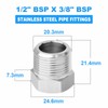 ERGAOBOY 10 Pcs 304 Stainless Steel Reducer Hex Bushing, 1/2"