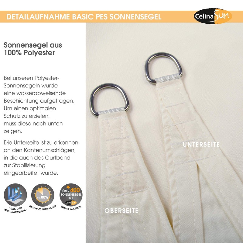 CelinaSun Shade Sail with Attachment Ropes Basic HDPE or PES