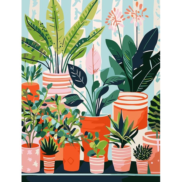 Fan House Paint by Numbers Adult Plants DIY Oil Painting