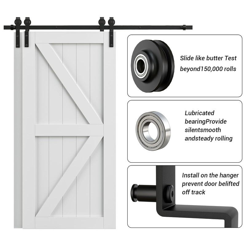 AONAYIOA 7.5FT Bypass Sliding Barn Door Hardware Kit, Combination Track