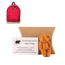 A Little Pocket Bear Hug, Pocket Hug Love Token Anti-Anxiety Tiny Teddy Sending You Thinking Of You Card Fun Worry Bear Cheer Up Get Well Soon Gifts for Friends Family Graduation Birthday, Brown