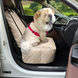 FATTY CHOWCHOW Dog Car Seat Covers 100% Waterproof Car Seat Protector for Pets Front Seat Scratch Proof Non-Slip Durable for Cars,Trucks & SUVs (Cream)