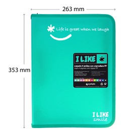 Grafoplás 4800936 A4+ Zip Ring Binder Turquoise 4 Rings 25mm Like Polypropylene