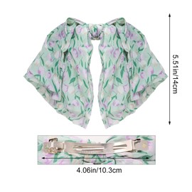 yueton 2PCS Bowknot Hair Clips Sweet Chiffon Bow Barrette Elegant Floral Hair Clips Falling Bow Hair Clips for Thick Curly Straight Hair