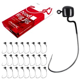 MadBite Paquete de 24 Ganchos Ned Rig para Plantilla, Ganchos EWG para Plantilla de Hongos, 1/8 onzas, Color Negro